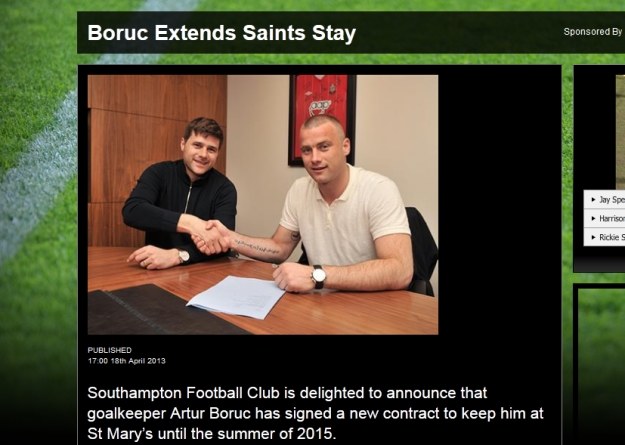 Artur Boruc z nowym kontraktem / fot. http://www.saintsfc.co.uk /Internet