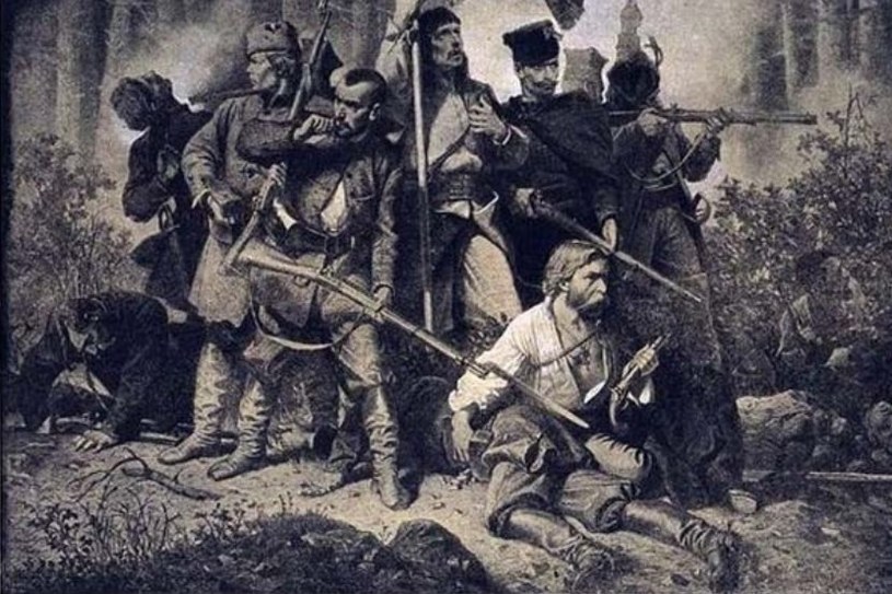 Artur Grottger, Bitwa, grafika z cyklu Polonia, 1863 /Polska Zbrojna