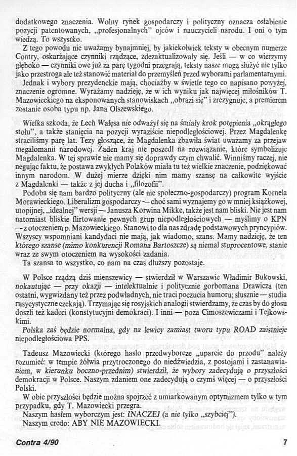 Artykuł przedwyborczy z 4. numeru pisma "Contra" - druga strona / źródło: Encyklopedia Solidarnośc /INTERIA.PL