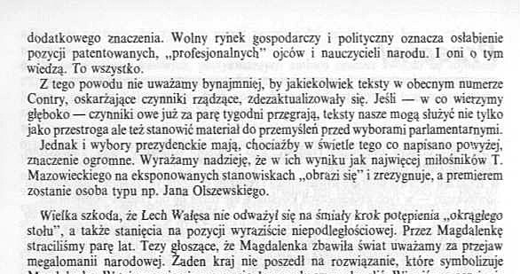 Artykuł przedwyborczy z 4. numeru pisma "Contra" - druga strona / źródło: Encyklopedia Solidarnośc /INTERIA.PL