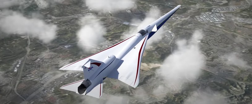 Artystyczna wizja nowego samolotu naddźwiękowego X-59 - tak będzie wyglądać przyszłość? /Zrzut ekranu/Supersonic X-59 Continues to Progress in CA /YouTube