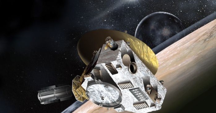 Artystyczna wizja sondy New Horizons przelatującej obok Plutona. /NASA