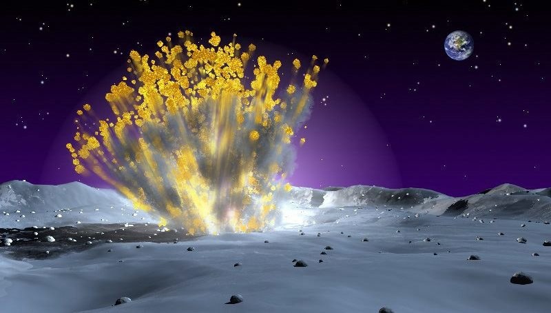 Artystyczna wizja uderzenia małego obiektu w Księżyc /NASA