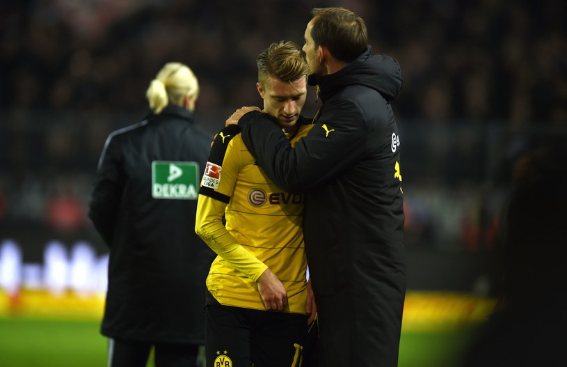 As Borussii Dortmund Marco Reus z trenerem Thomasem Tuchelem /AFP