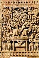 Aśoka pielgrzymuje do Drzewa Oświecenia Buddy, fragment rzeźby w Sanci, Indie /Encyklopedia Internautica