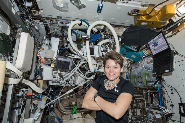 Astronautka NASA, Anne McClain w module Destiny, gdzie zainstalowano aparaturę do ćwiczeń fizycznych i monitorowania wydolności organizmu /NASA /Materiały prasowe