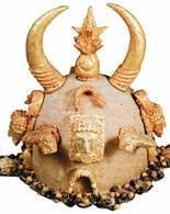 Aszanti: ceremonialny hełm wykonany ze skóry antylopy i złota, Afryka zach. /Encyklopedia Internautica
