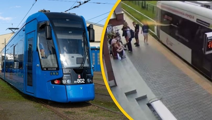 Atak gazem z tramwaju w Krakowie /Facebook: Prezydent Krakowa Aleksander Miszalski /Shutterstock
