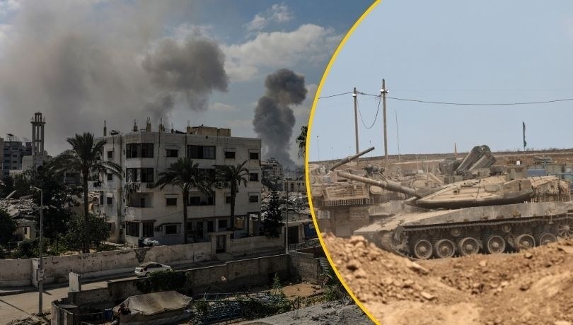 Atak izraelskich sił na miasto Gaza /ATEF SAFADI  /PAP/EPA