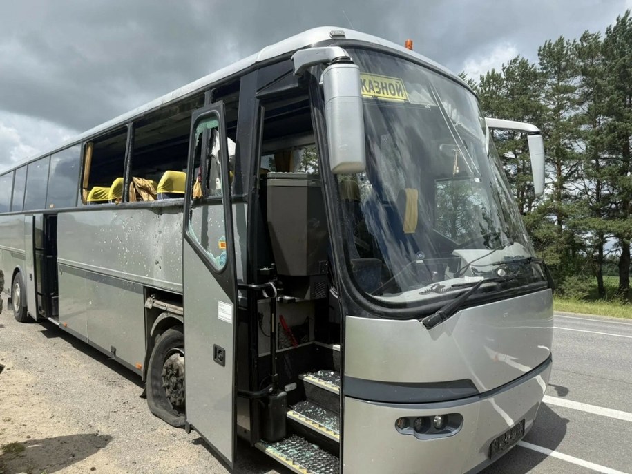 Atak na autobus z dziećmi z Białorusi w obwodzie briańskim /HANDOUT/AFP/East News