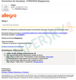 Atak na użytkowników serwisu Allegro