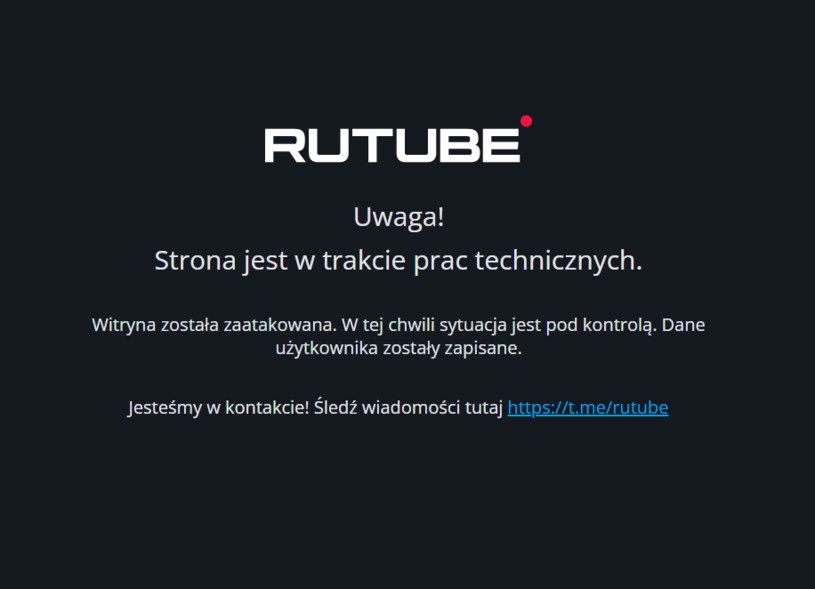 Atak został przeprowadzony wczoraj wcześnie rano, a usługa wciąż nie dzała /RuTube /materiały prasowe