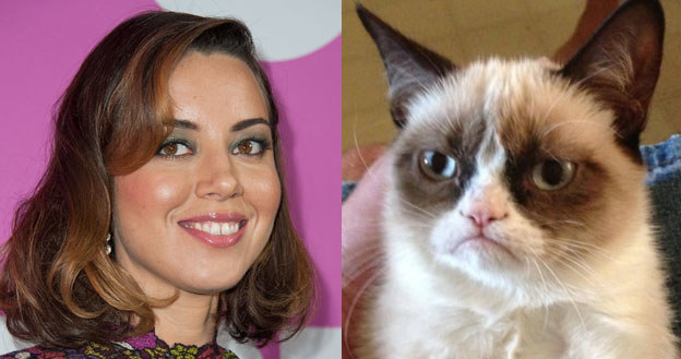 Aubrey Plaza i Grumpy Cat /Valerie Macon/internet /Getty Images