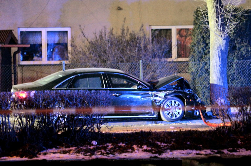 Audi A8 uderzyło w drzewo, rana została Beata Szydło i jeden z funkcjonariuszy BOR /Łukasz Kalinowski /East News
