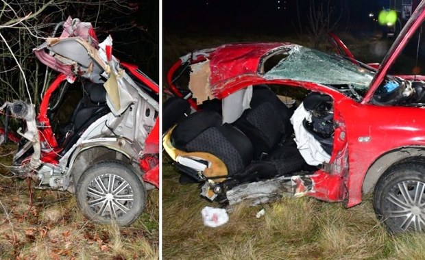 Auto rozerwane na pół. Zginął mężczyzna