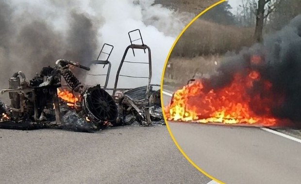 Auto stanęło w płomieniach. 88-latek wydostał się w ostatniej chwili