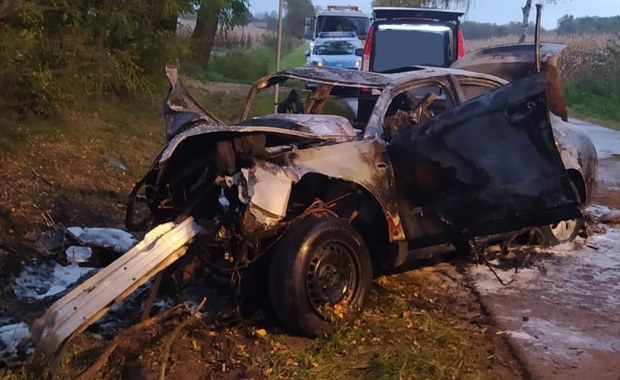 Auto uderzyło w drzewo i zapaliło się. 4 młode osoby zginęły