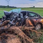 Auto wyrwało drzewo z korzeniami. Młody kierowca nie miał szans