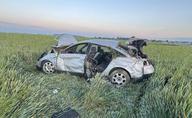 Auto zmasakrowane, a kierowca spał pijany niedaleko wraku