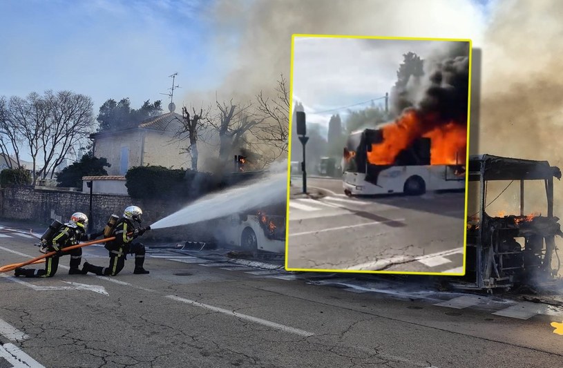 Autobus bez kierowcy przejechał kilkadziesiąt metrów /Sapeurs Pompiers du Gard /Twitter