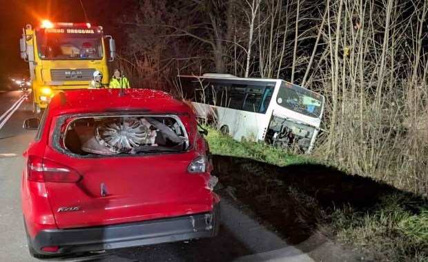Autobus wylądował w rowie. Dwoje dzieci w szpitalu
