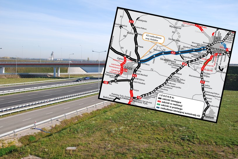 Autostrada A2 Łódź - Warszawa doczeka się dodatkowych pasów ruchu. Będzie unikatowa na europejską skalę /GDDKiA/Interia.pl