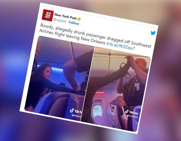Awantura w samolocie (fot. Twitter/@nypost)