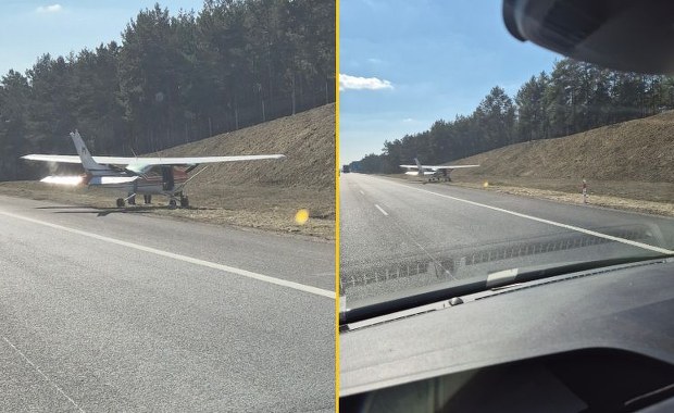 Awionetka wylądowała na A1. Pilot znalazł lukę między samochodami