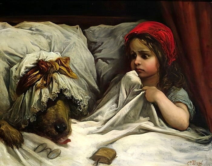 Babcia, a w zasadzie wilk, a w zasadzie podrywacz i Czerwony Kapturek /www.meisterdrucke.com /Wikimedia