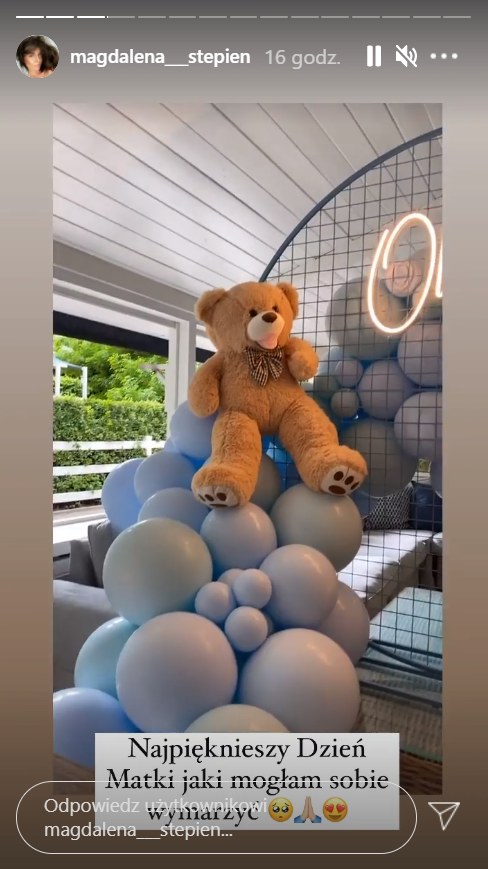 Baby shower był utrzymany w niebieskiej kolorystyce, https://www.instagram.com/magdalena___stepien/ /Instagram