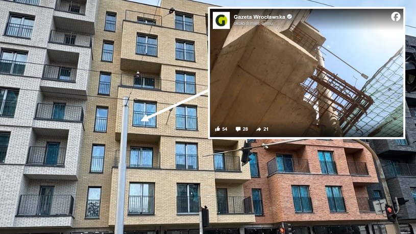 Balkony przyszłego hotelu podczas budowy przebijała latarnia /Gazeta Wrocławska/Facebook/Ilona Dobijańska /INTERIA.PL