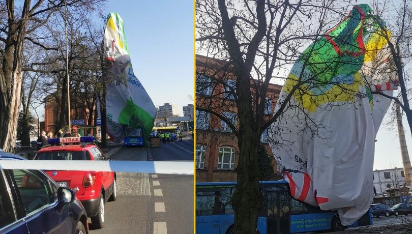 Balon, który zahaczył o jeden z budynków w Zielonej Górze /Agnieszka Der /RMF MAXX