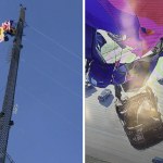 Balon zaczepił o wieżę komórkową. Zobacz dramatyczną akcję ratunkową