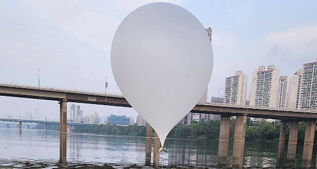 Balon ze śmieciami nad Seulem /HANDOUT/AFP /East News