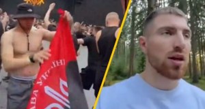 Banderowska flaga na Narodowym. Ukrainiec przeprasza