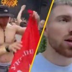 Banderowska flaga na Narodowym. Ukrainiec przeprasza