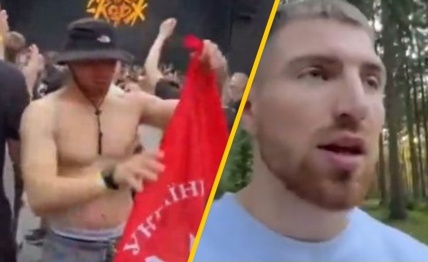 Banderowska flaga na Narodowym. Ukrainiec przeprasza