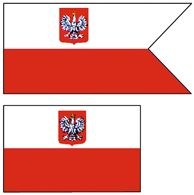 Bandery polskie: marynarki wojennej (u góry) i floty handlowej /Encyklopedia Internautica