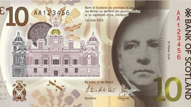 Banknot 10-funtowy Banku Szkocji, który wejdzie do obiegu jesienią (awers) /Informacja prasowa