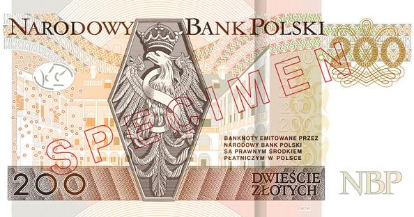 Banknot 200 zł - rewers /NBP