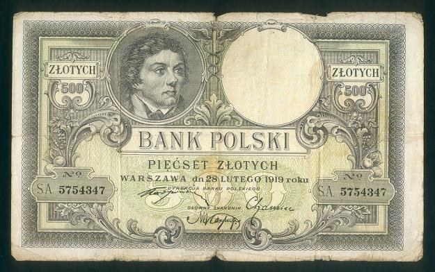 Banknot 500 zł w obiegu od 1924 r. do 1939 r. Fot. Leszek Kasprzak /FORUM