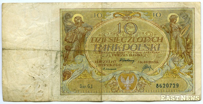 Banknot o nominale 10 złotych, emitowany w latach 1925-29 /Marek Zajdler /East News