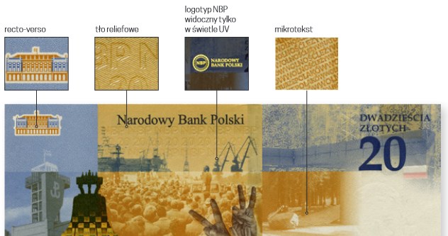 Banknot okolicznościowy NBP "Lech Kaczyński. Warto być Polakiem" - strona odwrotna /NBP