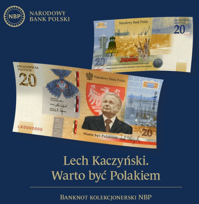 Banknot okolicznościowy NBP "Lech Kaczyński. Warto być Polakiem" /NBP
