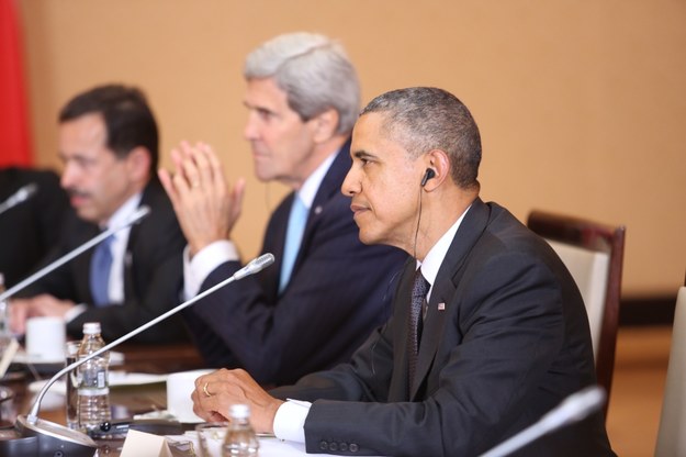 Barack Obama na spotkaniu z premierem /Leszek Szymański /PAP
