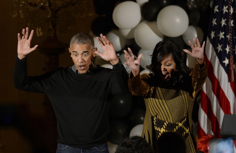 Barack Obama z małżonką podczas imprezy halloweenowej /Pool /Getty Images