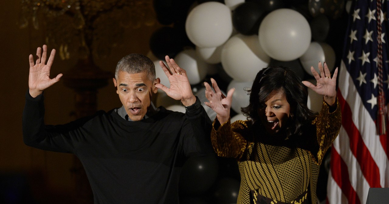 Barack Obama z małżonką podczas imprezy halloweenowej /Pool /Getty Images