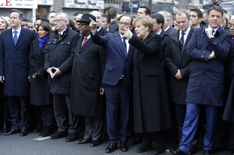 Baracka Obamy zabrakło na czele paryskiego marszu /PAP/EPA