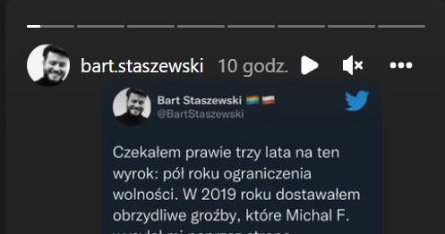 Bart Staszewski: www.instagram.com/bart.staszewski /Screen z InstaStory  /Instagram