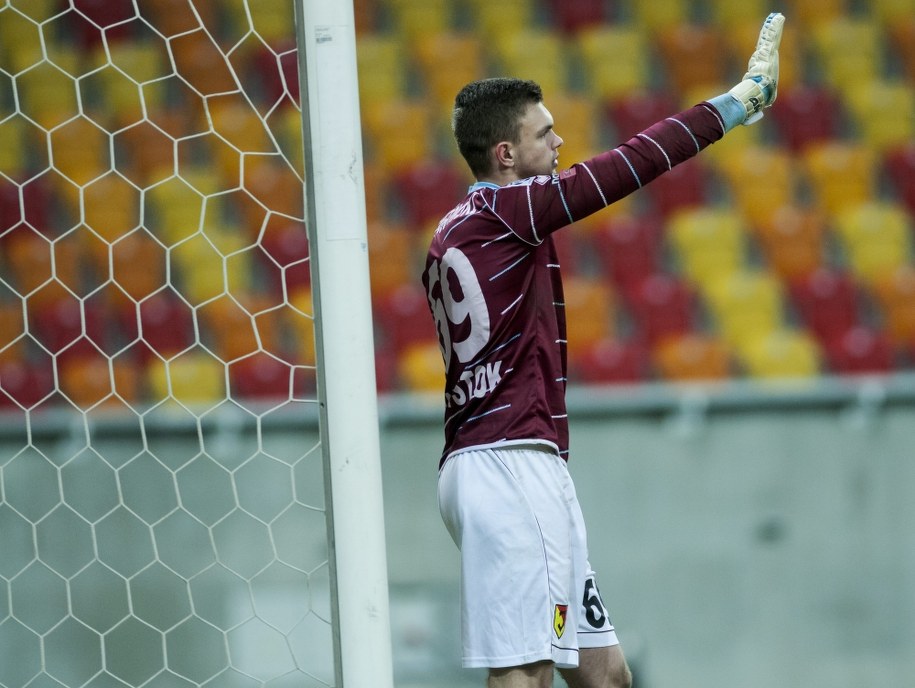 Bartłomiej Drągowski w meczu Jagiellonii Białustok z Górnikiem Łęczna /Michał Zieliński  /PAP